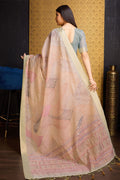 Orange Linen Silk Saree With Blouse Piece