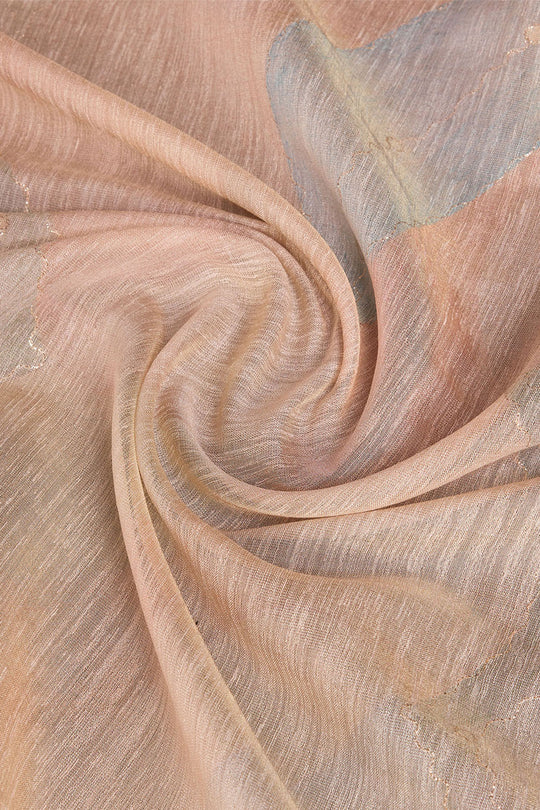 Orange Linen Silk Saree With Blouse Piece