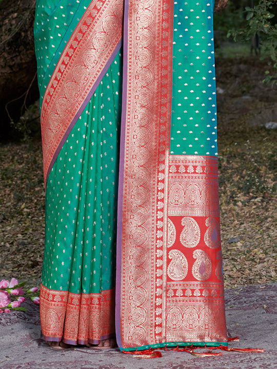 Rama Banarasi Silk Saree With Blouse Piece