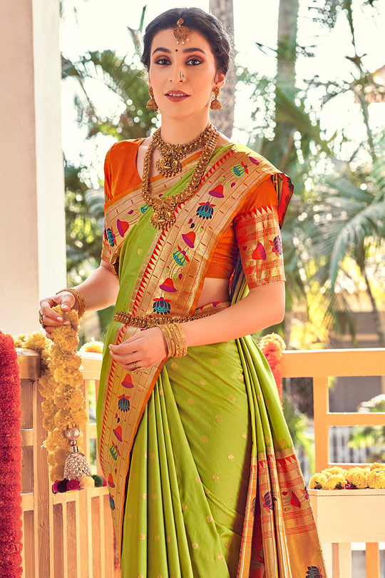 Fern Green Paithani Saree
