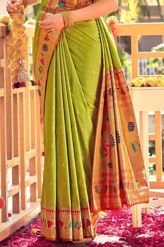 Fern Green Paithani Saree