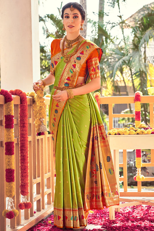 Fern Green Paithani Saree