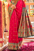 Taffy Red Paithani Saree