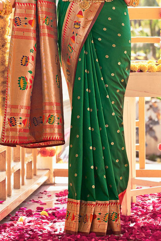 Forest Green Paithani Saree