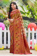 Pink Zari Woven Kanjivaram Silk Saree With Blouse Piece