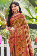 Pink Zari Woven Kanjivaram Silk Saree With Blouse Piece