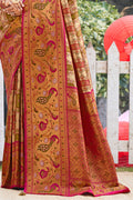 Pink Zari Woven Kanjivaram Silk Saree With Blouse Piece
