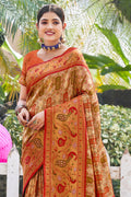 Red Zari Woven Kanjivaram Silk Saree With Blouse Piece