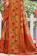 Red Zari Woven Kanjivaram Silk Saree With Blouse Piece