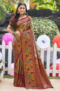 Purple Zari Woven Kanjivaram Silk Saree With Blouse Piece