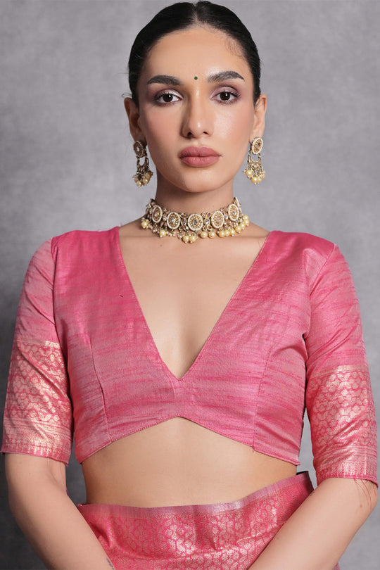 Yellow Tussar Silk Blend Saree With Blouse Piece