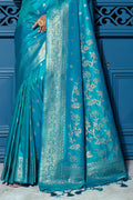 Firozi Blue Banarasi Saree