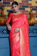 Carrot Red Banarasi Saree