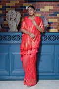 Carrot Red Banarasi Saree