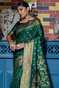 Bottle Green Banarasi Saree