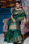 Bottle Green Banarasi Saree