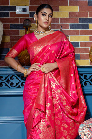 Hot Pink Banarasi Saree