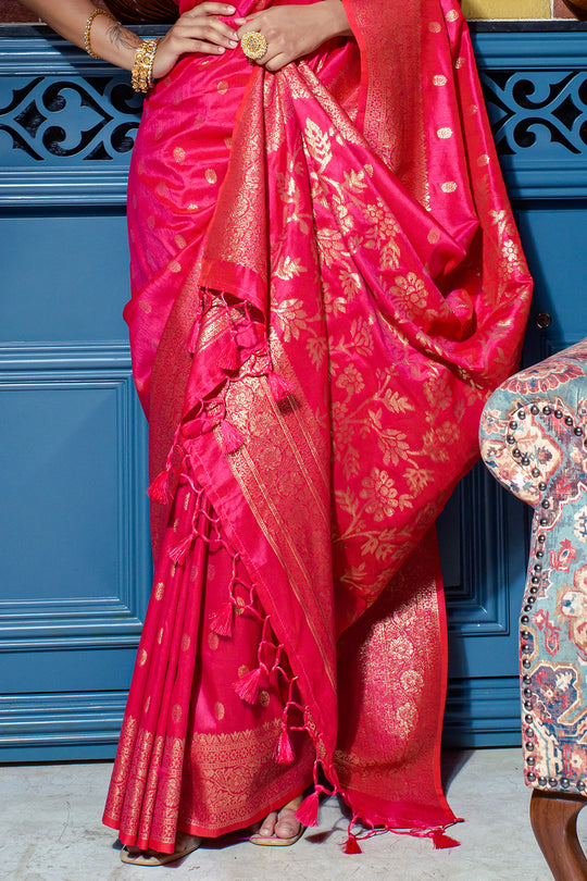 Hot Pink Banarasi Saree