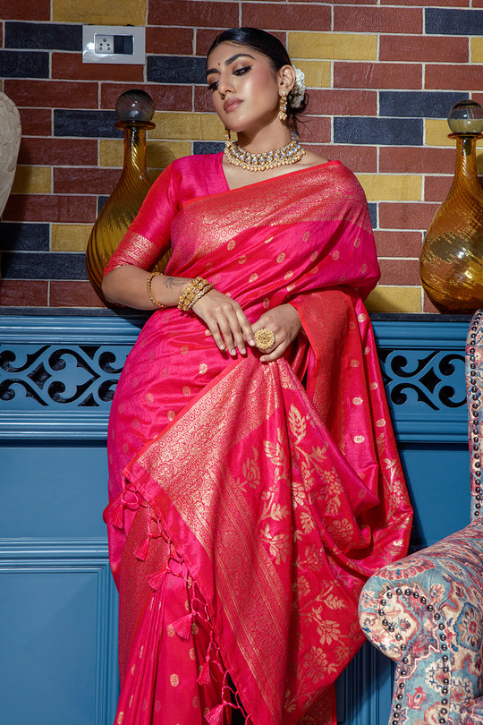Hot Pink Banarasi Saree