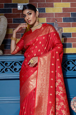 Crimson Red Banarasi Saree