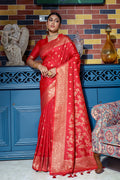 Crimson Red Banarasi Saree