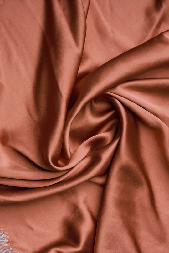 Orange Satin Embroidered Satin Saree