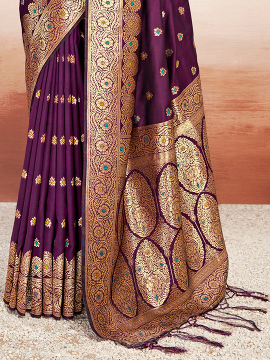 Purple Silk Saree With Blouse Piece