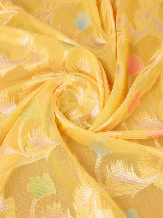 Yellow Cotton Saree With Blouse Piece