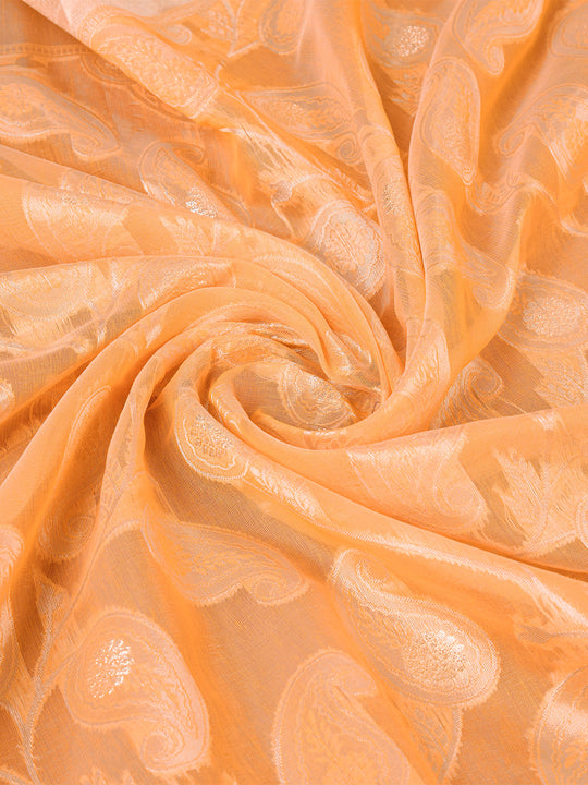 Orange Cotton Saree With Blouse Piece