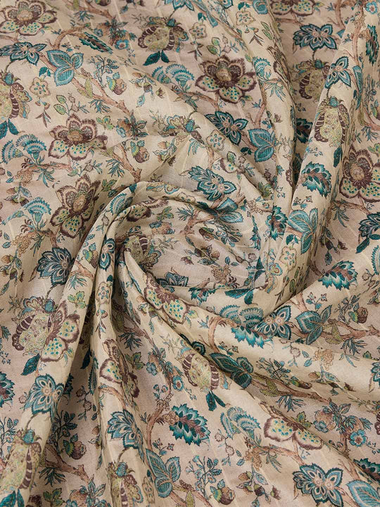 White Cotton Digital Print Saree With Blouse Piece