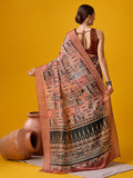 Peach Cotton Digital Print Saree With Blouse Piece