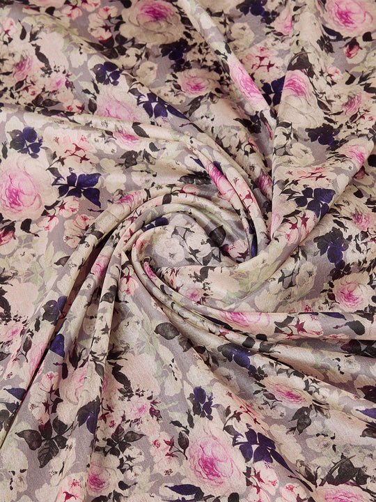 White Cotton Digital Print Saree With Blouse Piece