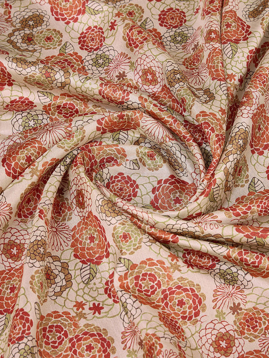 Cream Cotton Digital Print Saree With Blouse Piece