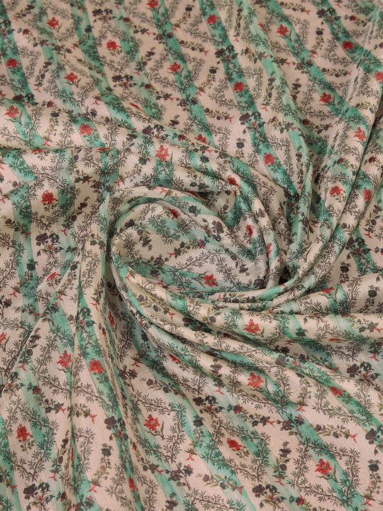 White Cotton Digital Print Saree With Blouse Piece