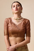 Brown Silk Saree With Blouse Piece