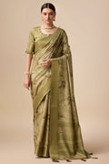 Green Silk Saree With Blouse Piece