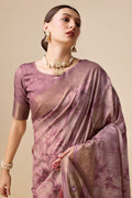 Purple Silk Saree With Blouse Piece