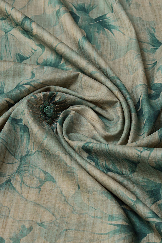 Teal Silk Saree With Blouse Piece