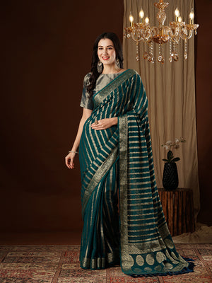 Georgette Banarasi Silk Saree With Blouse Piece
