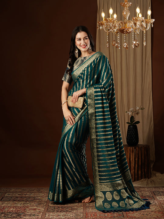 Georgette Banarasi Silk Saree With Blouse Piece