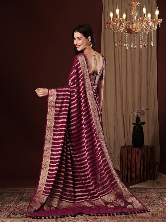 Georgette Banarasi Silk Saree With Blouse Piece