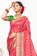 Pink Cotton Saree With Blouse Piece