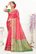 Pink Cotton Saree With Blouse Piece