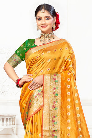 Mustard Cotton Saree With Blouse Piece