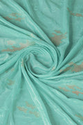 Teal Silk Chiffon Saree With Blouse Piece