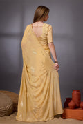 Yellow Silk Chiffon Saree With Blouse Piece