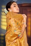 Mustard Banarasi Silk Saree With Blouse Piece