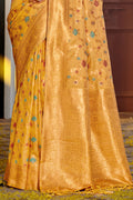 Mustard Banarasi Silk Saree With Blouse Piece