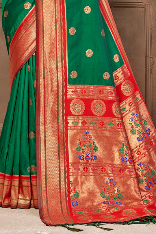 Dark Green Paithani Saree
