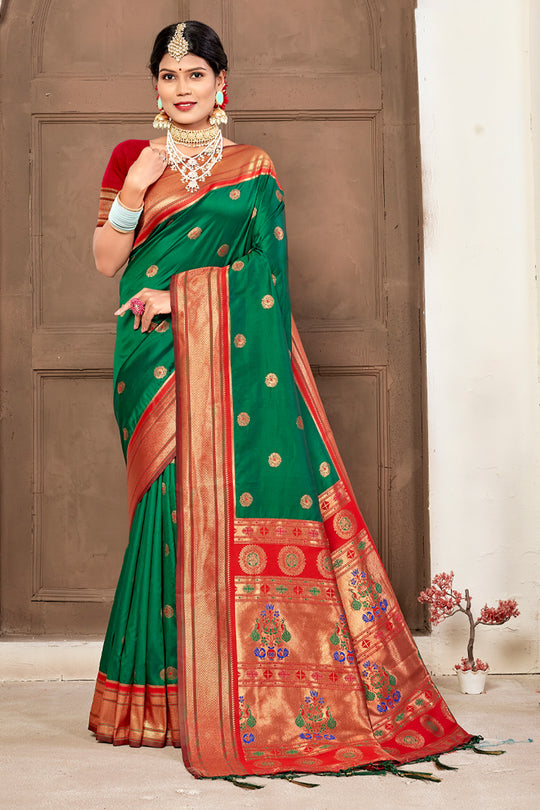 Dark Green Paithani Saree